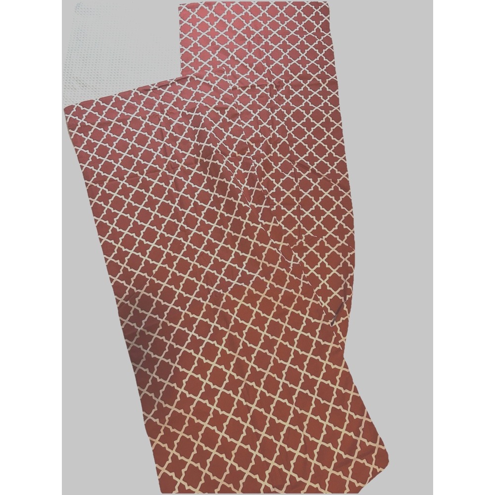 Pottery Barn - Cotton Long Table Runner 108" x 18" Red & White Geometric Design